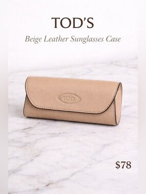 Tod’s Beige Leather Sunglasses Case Small Designer Eyewear Case